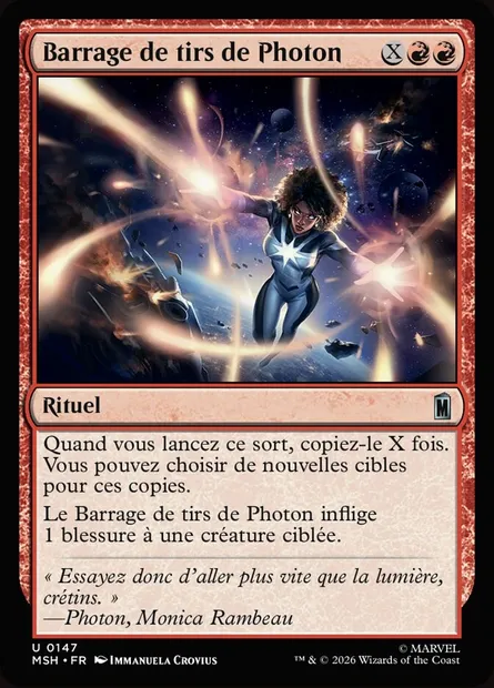 Barrage de tirs de Photon, carte Magic MSH 147 — extension Marvel Super Heroes
