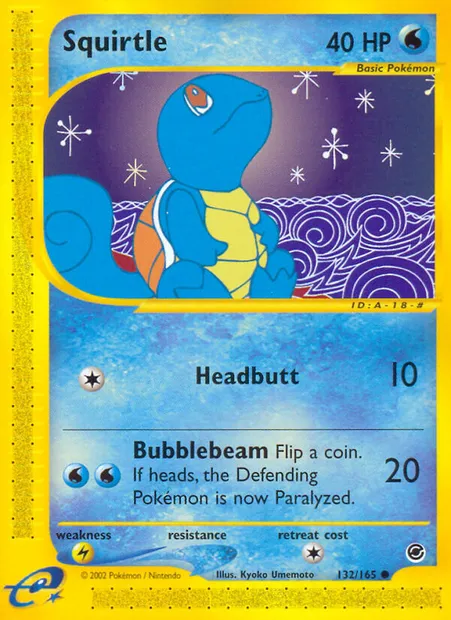 Squirtle, Pokémon card EX 132 — Expedition Base Set set