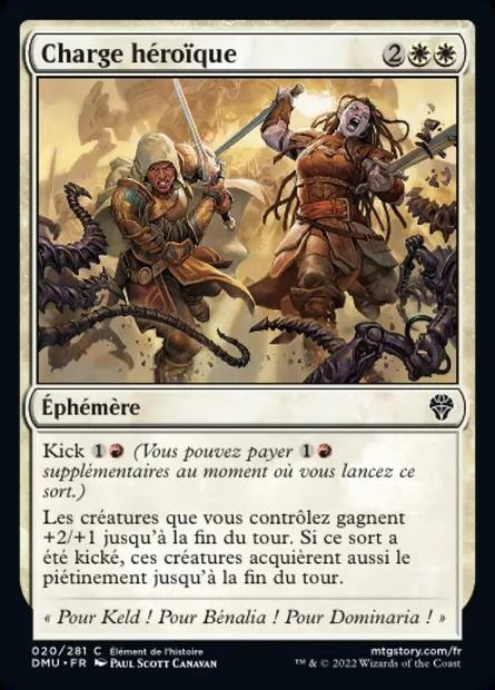Charge héroïque, carte Magic DMU 20 — extension Dominaria Uni