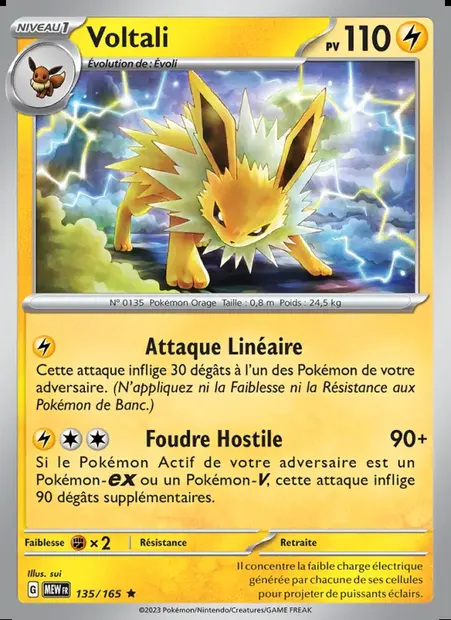 Voltali, carte Pokémon MEW 135 — extension 151