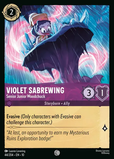 Violet Sabrewing - Senior Junior Woodchuck, Disney Lorcana card CH10-044 — Whispers in the Well set