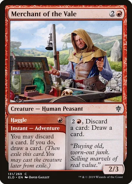 Merchant of the Vale // Haggle, Magic card ELD 131 — Throne of Eldraine set