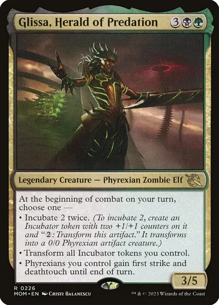 Glissa, Herald of Predation, Magic card MOM 226 — March of the Machine set