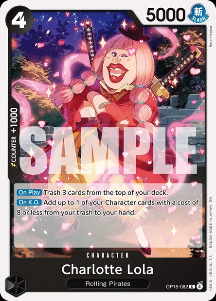 Charlotte Lola, One Piece card OP15-082 — ADVENTURE ON KAMI’S ISLAND set
