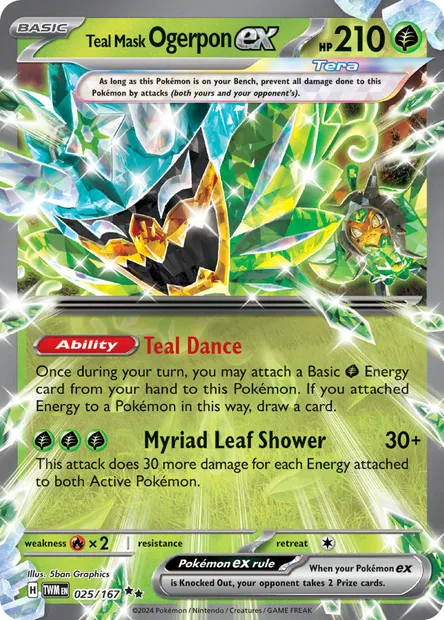 Teal Mask Ogerpon ex, Pokémon card TWM 025 — Twilight Masquerade set