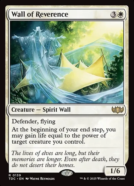 Wall of Reverence, Magic card TDC 139 — Tarkir: Dragonstorm Commander set