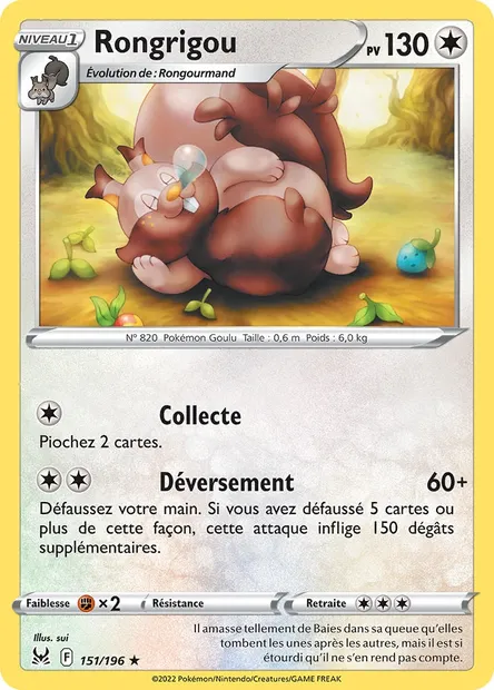 Rongrigou, carte Pokémon LOR 151 — extension Origine Perdue