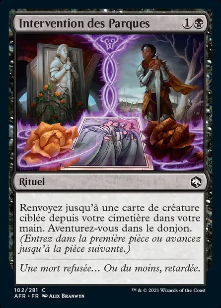 Intervention des Parques, carte Magic AFR 102 — extension Forgotten Realms: Aventures dans les Royaumes Oubliés