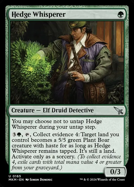 Hedge Whisperer, Magic card MKM 165 — Murders at Karlov Manor set