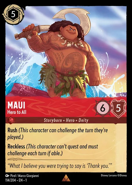 Maui - Hero to All, Disney Lorcana card CH1-114 — The First Chapter set