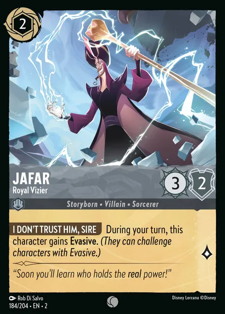Jafar - Royal Vizier, Disney Lorcana card CH2-184 — Rise of the Floodborn set