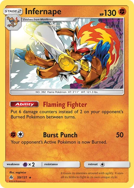 Infernape, Pokémon card FLI 59 — Forbidden Light set