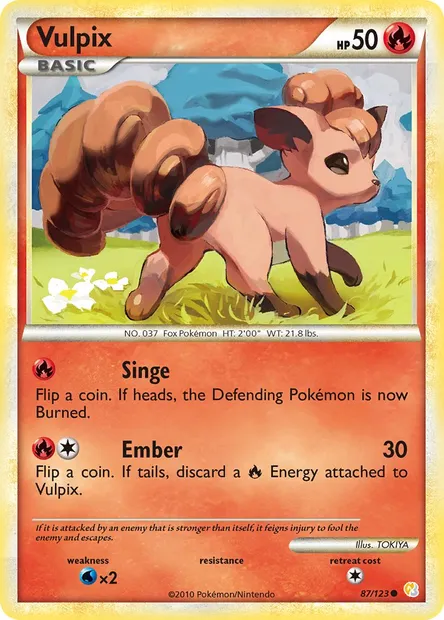 Vulpix, Pokémon card HS 87 — HeartGold SoulSilver set