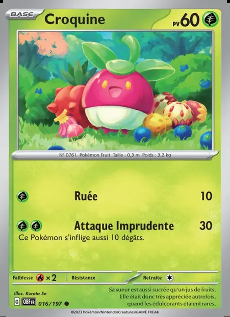 Croquine, carte Pokémon OBF 016 — extension Flammes Obsidiennes