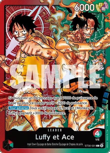 Luffy et Ace, carte One Piece ST30-001 — extension LUFFY ET ACE