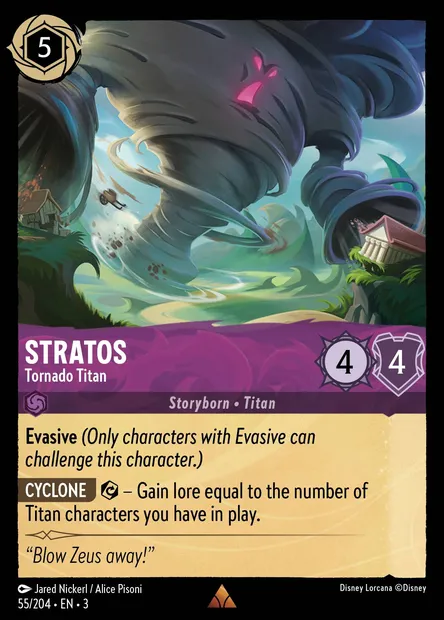 Stratos - Tornado Titan, Disney Lorcana card CH3-055 — Into the Inklands set