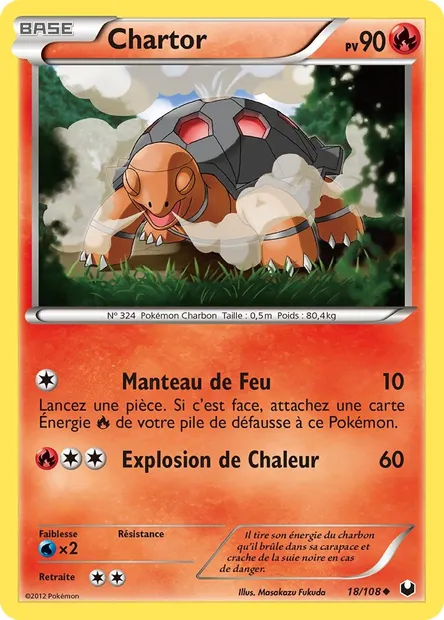 Chartor, carte Pokémon DEX 18 — extension Explorateurs Obscurs