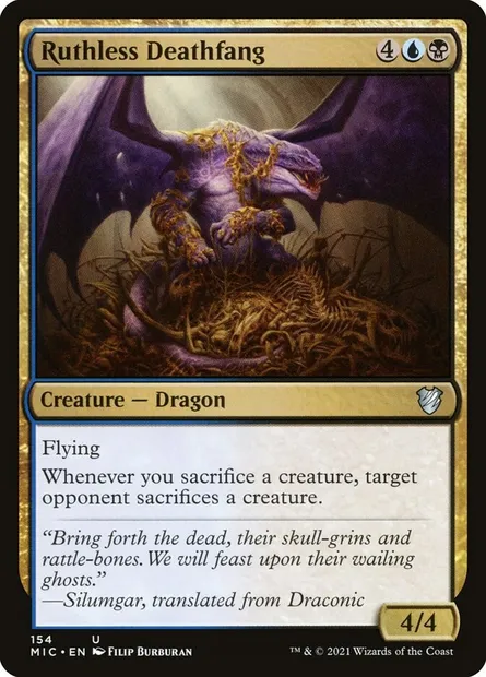 Ruthless Deathfang, Magic card MIC 154 — Midnight Hunt Commander set