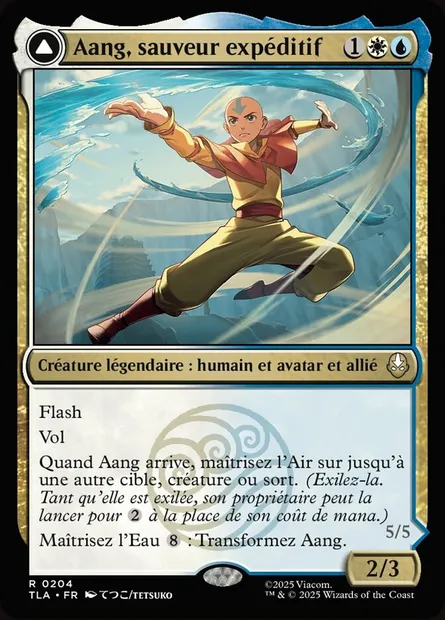 Aang, sauveur expéditif // Aang et La, fureur de l'océan, carte Magic TLA 204 — extension Avatar: The Last Airbender