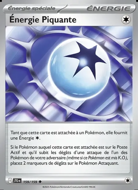 Énergie Piquante, carte Pokémon JTG 159 — extension Aventures Ensemble
