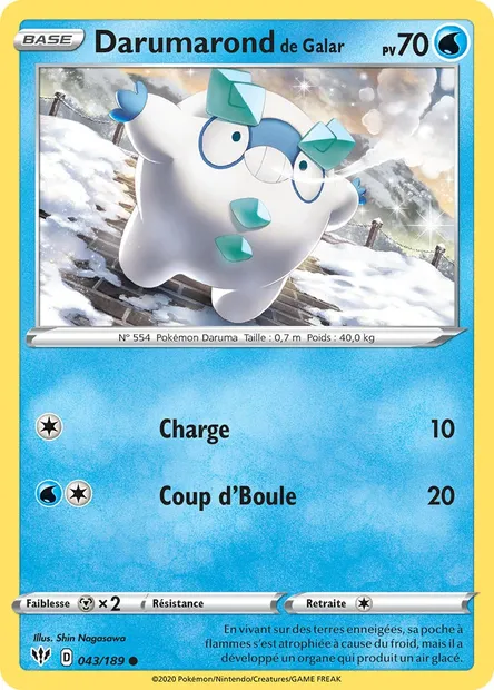 Darumarond de Galar, carte Pokémon DAA 43 — extension Ténèbres Embrasées