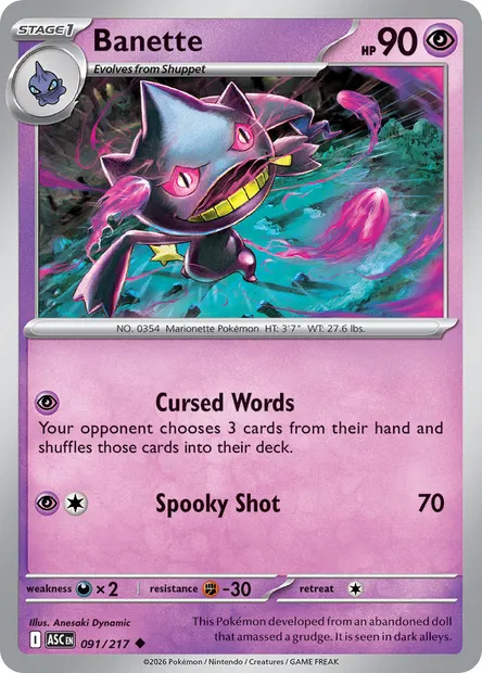 Banette, Pokémon card ASC 091 — Ascended Heroes set