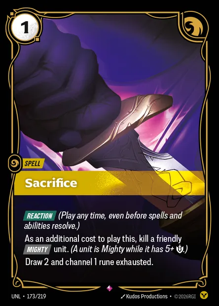 Sacrifice, Riftbound card UNL 173 — Unleashed set