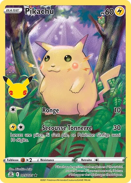 Pikachu, carte Pokémon CEL 5 — extension Célébrations