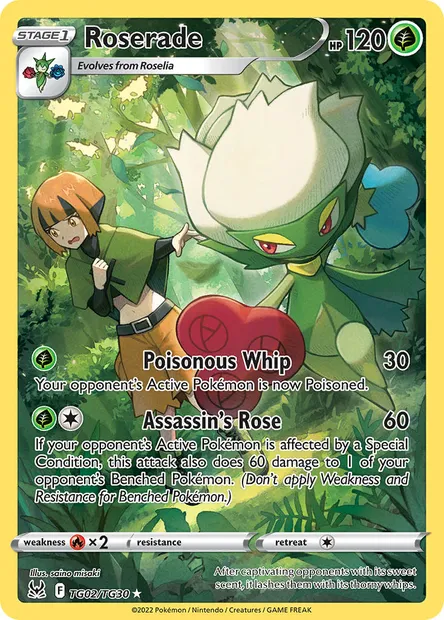 Roserade, Pokémon card LOR TG02 — Lost Origin set