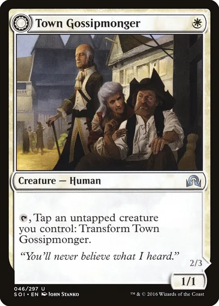 Town Gossipmonger // Incited Rabble, Magic card SOI 46 — Shadows over Innistrad set
