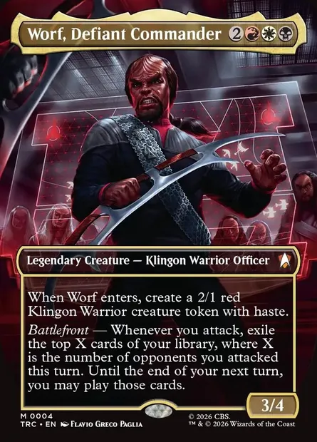 Worf, Defiant Commander, Magic card TRC 4 — Star Trek Commander set
