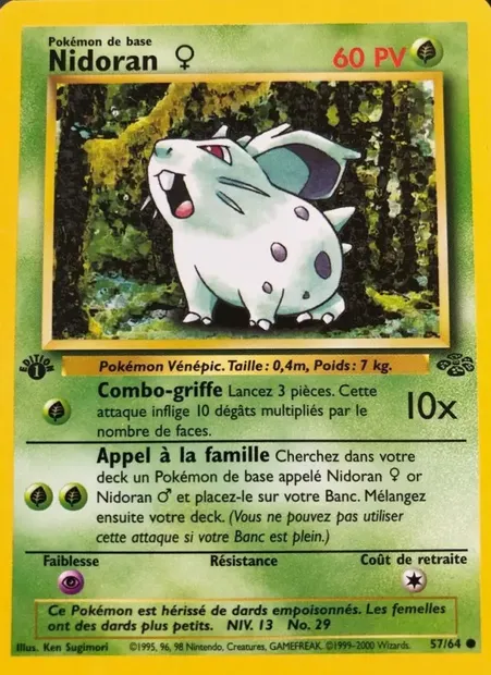 Nidoran ♀, carte Pokémon JU 57 — extension Jungle