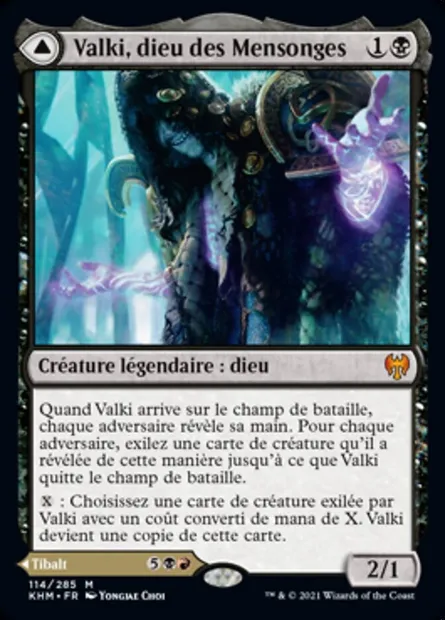 Valki, dieu des Mensonges // Tibalt, imposteur cosmique, carte Magic KHM 114 — extension Kaldheim