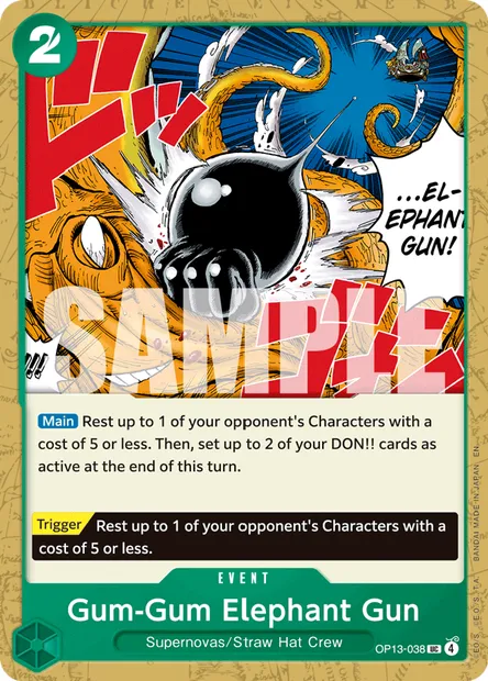 Gum-Gum Elephant Gun, One Piece card OP13-038 — CARRYING ON HIS WILL set