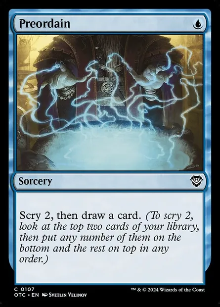 Preordain, Magic card OTC 107 — Outlaws of Thunder Junction Commander set