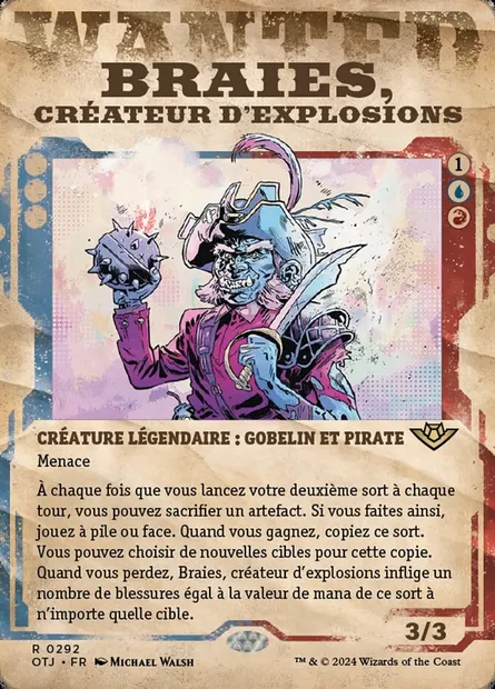 Braies, créateur d'explosions, carte Magic OTJ 292 — extension Outlaws of Thunder Junction