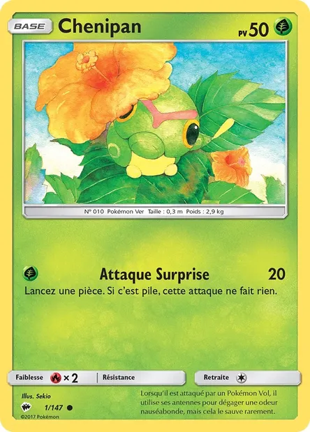 Chenipan, carte Pokémon BUS 1 — extension Ombres Ardentes