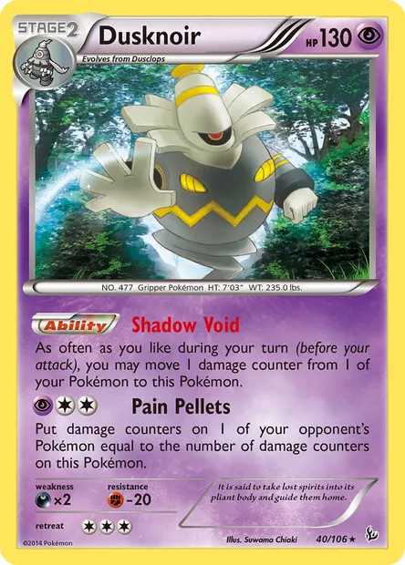 Dusknoir, Pokémon card FLF 40 — Flashfire set