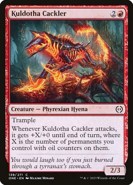 Kuldotha Cackler, Magic card ONE 139 — Phyrexia: All Will Be One set