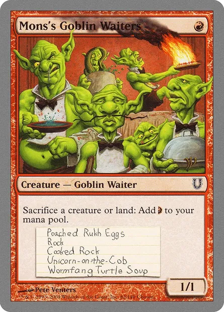 Mons's Goblin Waiters, carte Magic UNH 82 — extension Unhinged