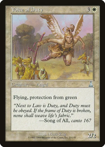 Voix du Devoir, carte Magic UDS 23 — extension Destinée d'Urza