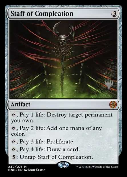 Staff of Compleation, Magic card PONE 242p — Phyrexia: All Will Be One Promos set
