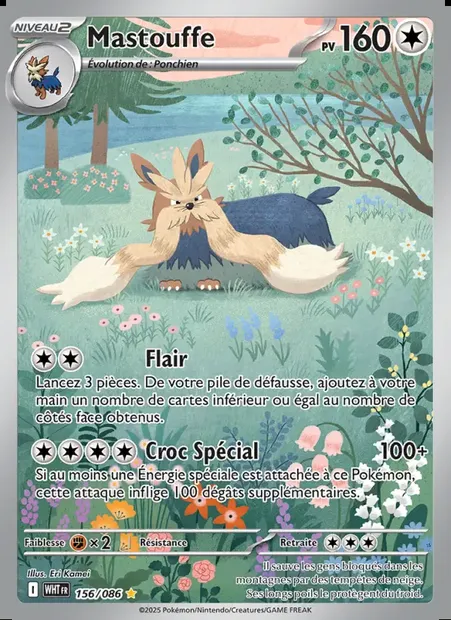 Mastouffe, carte Pokémon WHT 156 — extension Flamme Blanche