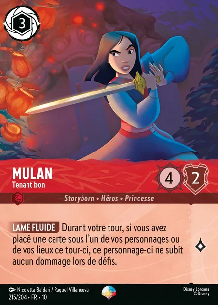 Mulan - Tenant bon, carte Disney Lorcana CH10-215 — extension Lueurs dans les Profondeurs