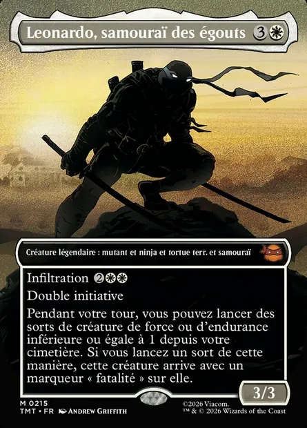 Leonardo, samouraï des égouts, carte Magic TMT 215 — extension Teenage Mutant Ninja Turtles