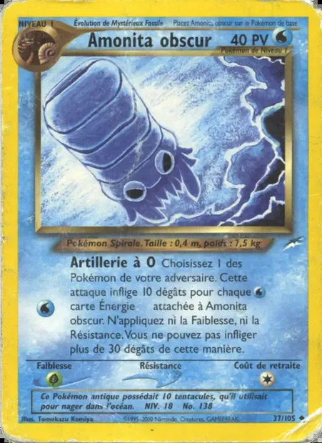 Amonita obscur, carte Pokémon NDE 37 — extension Neo Destiny