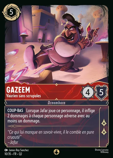 Gazeem - Vaurien sans scrupules, carte Disney Lorcana Q2-010 — extension Quête des Illumineurs: Vol au palais