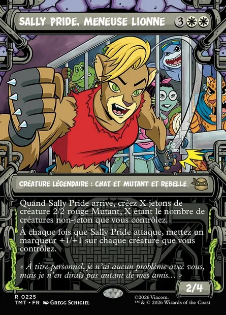 Sally Pride, meneuse lionne, carte Magic TMT 225 — extension Teenage Mutant Ninja Turtles