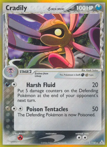Cradily δ, Pokémon card HP 2 — Holon Phantoms set