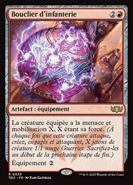 Bouclier d'infanterie, carte Magic TDC 35 — extension Tarkir: Dragonstorm Commander